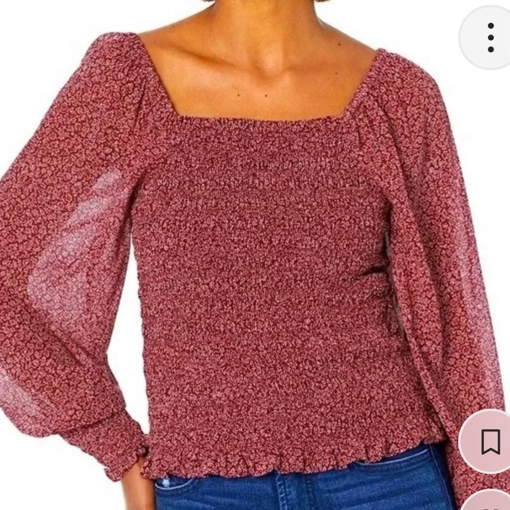 Madewell Lucie Bubble-Sleeve Smocked Top